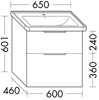 sanibel-Waschtisch-Unterbau 2.0 FLEX WXPV060 600mm breit Schubl/Auszug Eiche Rost – Bild 2