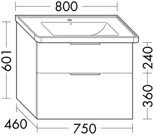 sanibel-Waschtisch-Unterbau 2.0 FLEX WXPV075 750mm breit Schubl/Auszug Eiche Rost – Bild 2