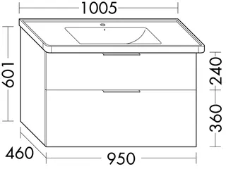 sanibel-Waschtisch-Unterbau 2.0 FLEX WXPV095 920mm breit Schubl/Auszug Graphit Matt – Bild 2