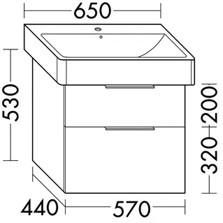 sanibel-Waschtisch-Unterbau 2.0 FLEX WXGT057 570mm breit Schubl/Auszug Eiche Rost – Bild 2
