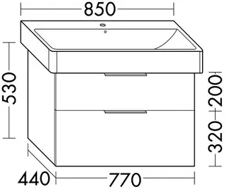 sanibel-Waschtisch-Unterbau 2.0 FLEX WXGT077 770mm breit Schubl/Auszug Eiche Rost – Bild 2