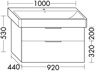 sanibel-Waschtisch-Unterbau 2.0 FLEX WXGT092 920mm breit Schubl/Auszug Eiche Rost – Bild 2