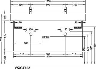 sanibel-Waschtisch-Unterbau 2.0 FLEX WXGT122 1220mm 2 Schubl/2 Auszüge Eiche Rost – Bild 2