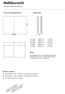 sanibel-Spiegelschrank ALU-TREND WLA-D Wandeinbau 1000x716x150mm LED 2-türig – Bild 2