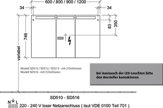 sanibel 5001 Spiegelschrank SD51067 600x746x149mm Sandgrau-Matt – Bild 2
