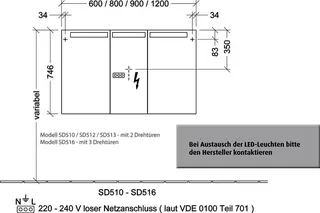 sanibel 5001 Spiegelschrank SD51385 900x746x149mm Eiche-Natural – Bild 2