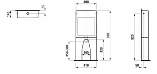 Laufen bodenst. SPK UNIVERSAL 140x410x980 2tlg Wasseranschluss seitlich weiß – Bild 2