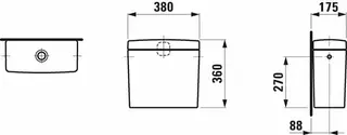 Laufen Spülkasten PRO 175x380x360 Wasseranschluss seitlich pergamon – Bild 2