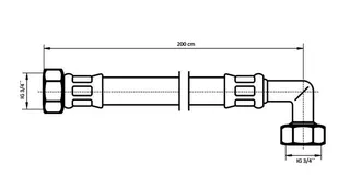 NEOPERL NEOFLEX Panzerschlauch DN13 IG x IG gebogen, 3/4" x 3/4" 200 cm – Bild 2