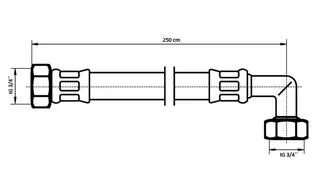NEOPERL NEOFLEX Panzerschlauch DN13 IG x IG gebogen, 3/4" x 3/4" 250 cm – Bild 2