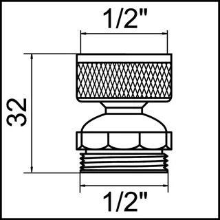 NEOPERL Kugelgelenk, für Brausen verchromt/IG x AG, 1/2" x 1/2" – Bild 2