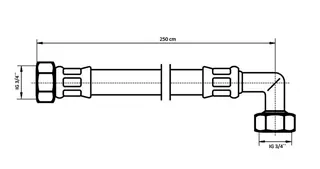 NEOPERL NEOFLEX Panzerschlauch DN10 IG x IG gebogen, 3/4" x 3/4" 250 cm – Bild 2