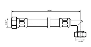 NEOPERL NEOFLEX Panzerschlauch DN10 IG x IG gebogen, 3/4" x 3/4" 50 cm – Bild 2