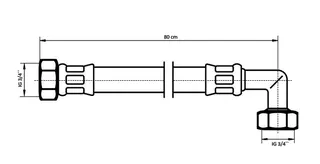 NEOPERL NEOFLEX Panzerschlauch DN10 IG x IG gebogen, 3/4" x 3/4" 80 cm – Bild 2