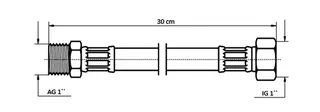 NEOPERL TECHLINE NT Panzerschlauch DN25 IG x AG, 1" x 1" 30 cm – Bild 2