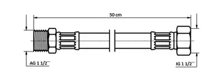 NEOPERL TECHLINE NT Panzerschlauch DN40 IG x AG, 1 1/2" x 1 1/2" 50 cm – Bild 2