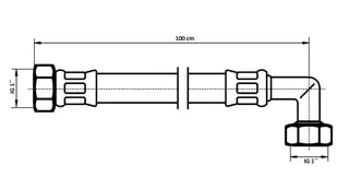 NEOPERL NEOFLEX Panzerschlauch DN25 IG x IG gebogen, 1" x 1" 100 cm – Bild 2