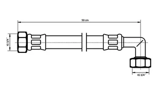 NEOPERL NEOFLEX Panzerschlauch DN13 IG x IG gebogen, 3/4" x 3/4" 50 cm – Bild 2