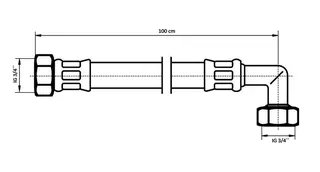 NEOPERL NEOFLEX Panzerschlauch DN13 IG x IG gebogen, 3/4" x 3/4" 100 cm – Bild 2