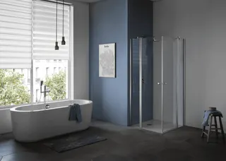 Koralle Eckdusche Schenkel TwiggyPlus EPF 90 865-885x2000 Silber matt ESG transparent – Bild 4