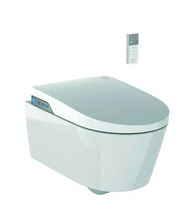 SCALIDO-Dusch-WC spülrandlos Ausladung 585mm mit Sitz verdeckte Befest. weiß