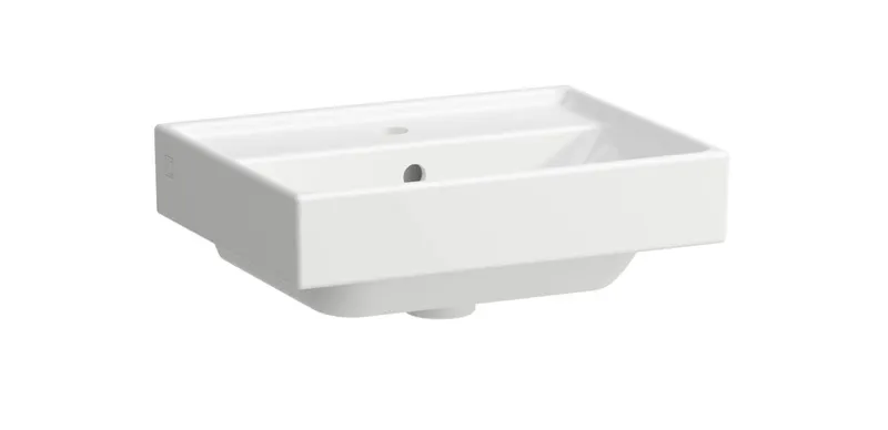 SCALIDO-Handwaschbecken eckig 450x340mm 1 Hahnloch m. Überl. unterbaufähig weiß