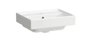 SCALIDO-Handwaschbecken eckig 450x340mm 1 Hahnloch m. Überl. unterbaufähig weiß