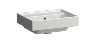 SCALIDO-Handwaschbecken eckig 450x340mm mit SCC 1HL m. Überl. unterbaufähig weiß