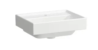 SCALIDO-Handwaschbecken eckig 450x340mm m. SCC 1HL o. Überlaufl. unterbauf. weiß