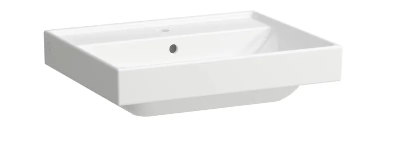 SCALIDO-Waschtisch eckig 600x475mm mit SCC 1 Hahnloch m ÜL unterbaufähig weiß