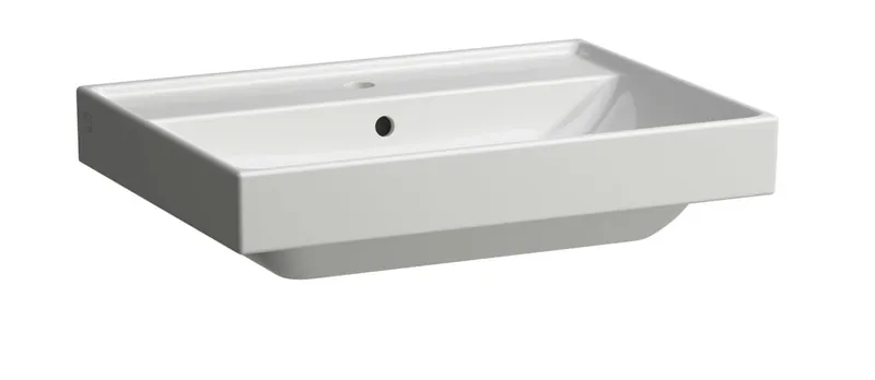 SCALIDO-Aufsatzwascht. eckig 650x475mm 1 Hahnloch mit Überlaufloch weiß