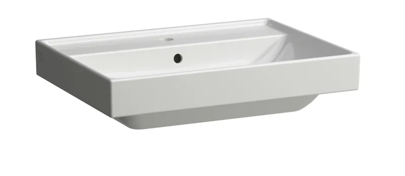 SCALIDO-Waschtisch eckig 650x475mm mit SCC 1 Hahnloch m ÜL unterbaufähig weiß