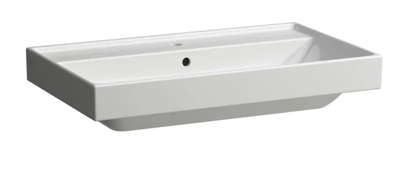 SCALIDO-Aufsatzwascht. eckig 800x475mm mit SCC 1 Hahnloch m. Überlaufloch weiß
