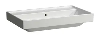 SCALIDO-Waschtisch eckig 800x475mm 1 Hahnloch m Überlauf unterbaufähig weiß