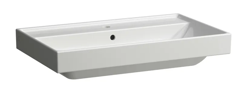 SCALIDO-Waschtisch eckig 800x475mm mit SCC 1 Hahnloch m ÜL unterbaufähig weiß