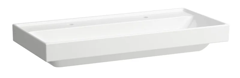 SCALIDO-Aufsatzwascht. eckig 1000x475mm 2 Hahnlöcher ohne Überlaufloch weiß