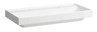 SCALIDO-Aufsatzwascht. eckig 1000x475mm 2 Hahnlöcher ohne Überlaufloch weiß