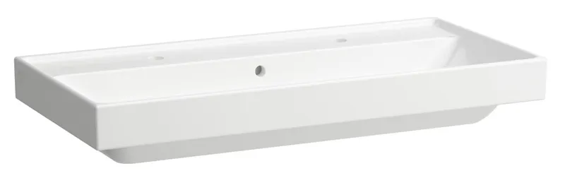 SCALIDO-Waschtisch eckig 1000x475mm mit SCC 2 Hahnlöcher m. ÜL unterbauf. weiß