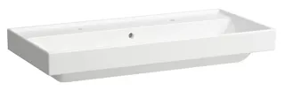 SCALIDO-Aufsatzwascht. eckig 1000x475mm 2 Hahnlöcher mit ÜL unterbaufähig weiß