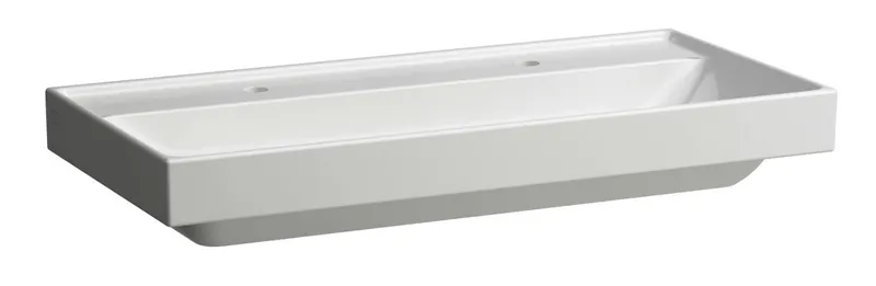 SCALIDO-Waschtisch eckig 1000x475mm mit SCC 2 Hahnlöcher o. ÜL unterbauf. weiß