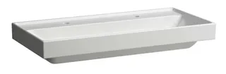 SCALIDO-Waschtisch eckig 1000x475mm mit SCC 2 Hahnlöcher o. ÜL unterbauf. weiß