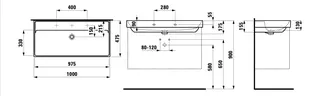 SCALIDO-Waschtisch eckig 1000x475mm mit SCC o. Hahnloch/Überlauf unterbauf. weiß – Bild 2