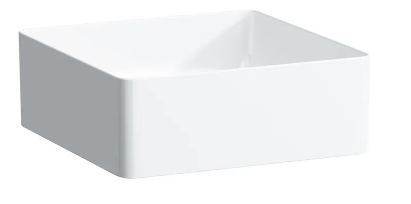 SCALIDO-Waschtischschale eckig 360x360mm mit SCC ohne Hahnloch/Überlaufloch weiß