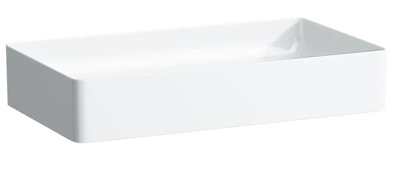 SCALIDO-Waschtischschale eckig 600x340mm ohne Hahnloch/Überlaufloch weiß