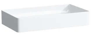 SCALIDO-Waschtischschale eckig 600x340mm ohne Hahnloch/Überlaufloch weiß