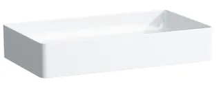 SCALIDO-Waschtischschale eckig 600x340mm mit SCC ohne Hahnloch/Überlaufloch weiß
