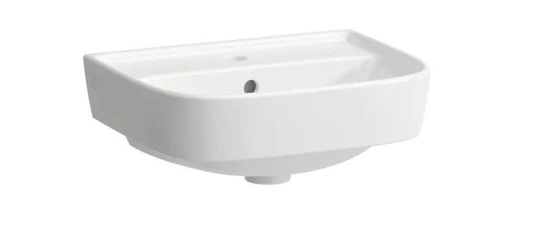 SCALIDO-Handwaschbecken rund 450x350mm 1 Hahnloch mit Überlaufloch weiß
