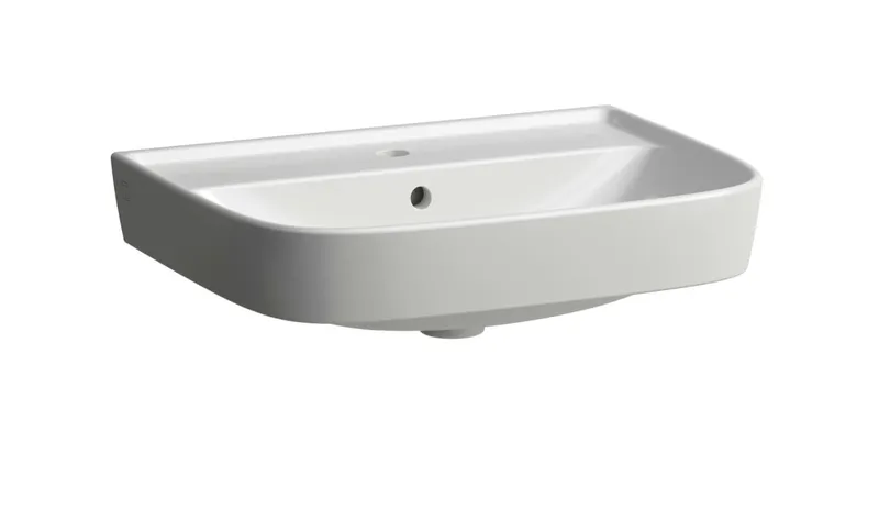 SCALIDO-Waschtisch rund 600x450mm mit SCC 1 Hahnloch mit Überlaufloch weiß