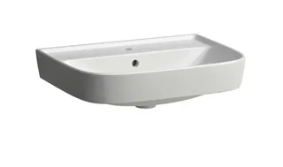 SCALIDO-Waschtisch rund 600x450mm 1 Hahnloch mit Überlaufloch weiß