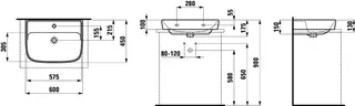 SCALIDO-Aufsatzwaschtisch rund 600x450mm 1 Hahnloch ohne Überlaufloch weiß – Bild 2
